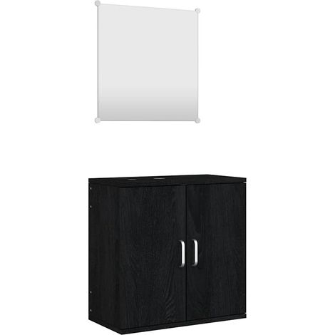 Maison Exclusive - 2-tlg. Badmöbel-Set Schwarz Holzwerkstoff (1/5)
