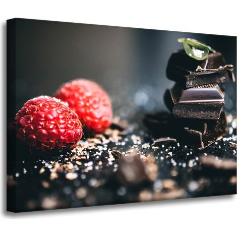 Leinwanddruck „Küche Himbeeren mit Schokolade“ 70x50