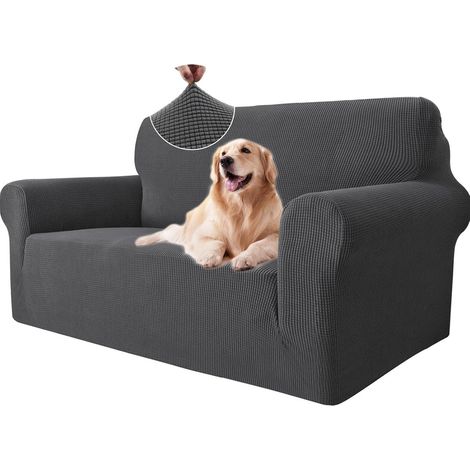 2 Seater Sofa Cover with Armrests, Stretch Sofa Cover, Universal Sofa Protector, Furniture Protection Covers for Dogs and Cats, Modern Armchair Cover, Grey