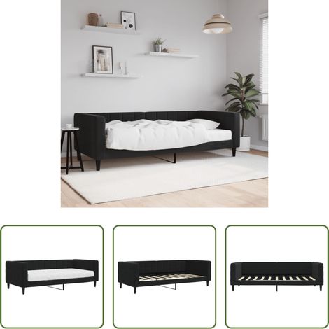 vidaXL Matratze - Tagesbett mit Matratze Schwarz 90x190 cm Samt (1/5)