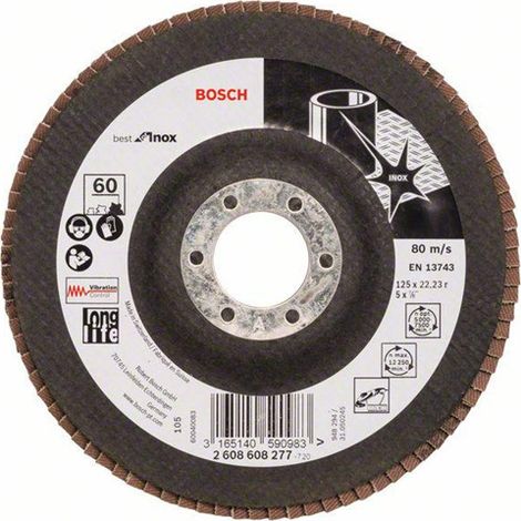 Bosch Fächerschleifscheibe X581 Best for Inox gerade 125 mm 60 Glasgewebe 10 Stk (1/3)