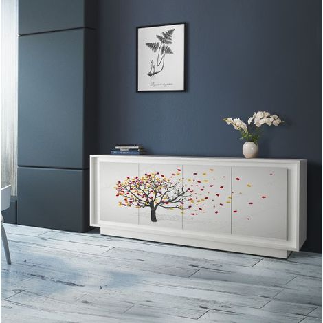 Madia linea Pure ante in finitura Bianco laccato opaco serigrafate (1/4)