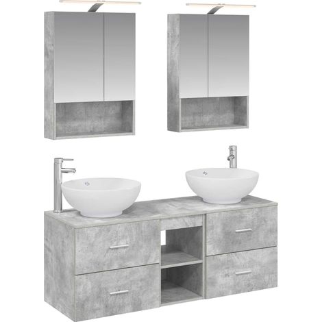 Ensemble de mobilier de salle de bain 5 pcs Gris béton vidaXL (1/5)