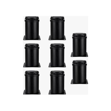 8pcs Adjustable Furniture Legs, 50x80mm Adjustable Sofa Legs, Stainless Steel, 0-15mm Adjustable Height, Black Furniture Legs for Sofa, Cabinet, (1/5)