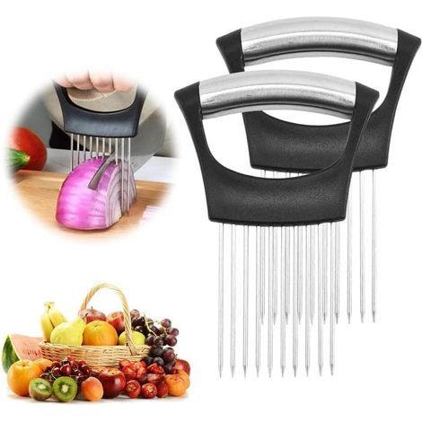 stainless steel slicer supports, kitchen utensil for slicing onions, tomatoes, potatoes, etc. (1/5)
