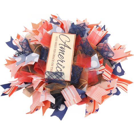 Couronne du 4 Juillet en macramé à suspendre, décoration murale en corde de chanvre pour la maison (1/5)
