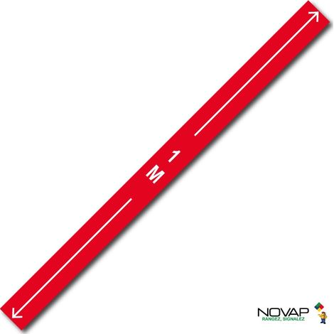 Bande 1m avec flèche - Rouge - spécial sol - 1000x70 mm - 4008141