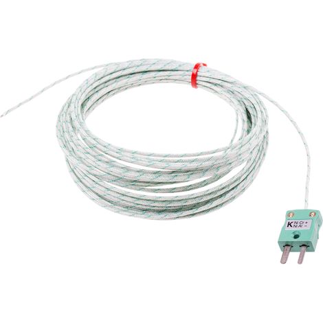 Thermocouple type K, L 10m, +350°C max à Fiche mâle miniature ( Prix pour 1 )