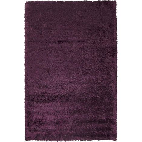 Tapis shaggy 140x200 violet fait main rectangle motif uni MALAIDORY (1/5)