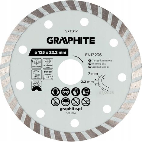 Disco da taglio diamante Graphite 57t317 turbo 125 mm 22.22 mm