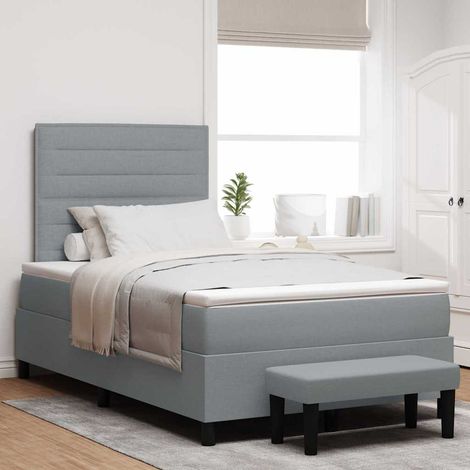 Boxspringbett mit Kopfteil Hellgrau 120 x 190 cm Stoff (1/5)