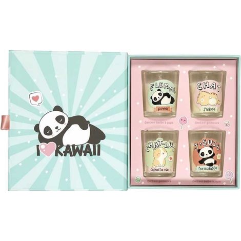 Coffret 4 bougies kawaii parfums guimauve et barbe à papa (1/5)