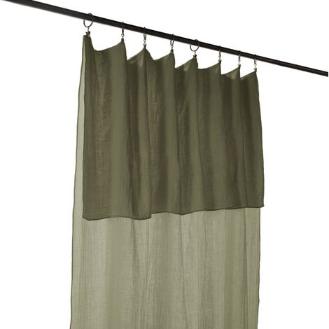Rideau ajustable 140 x 300 cm en double gaze de coton vert - PEPA (1/5)