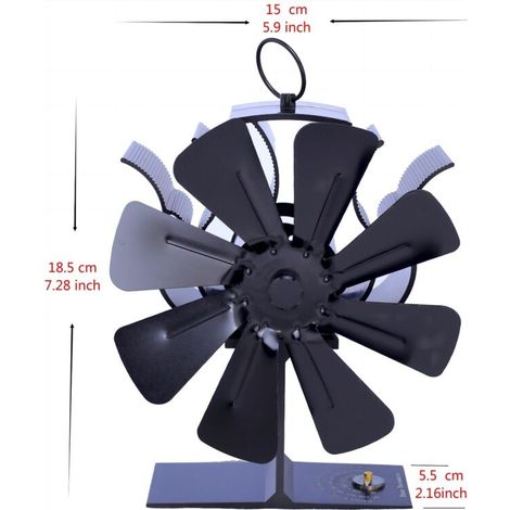 1 pièce Ventilateur pour cheminée 8 lames avec thermomètre intégré (1/3)