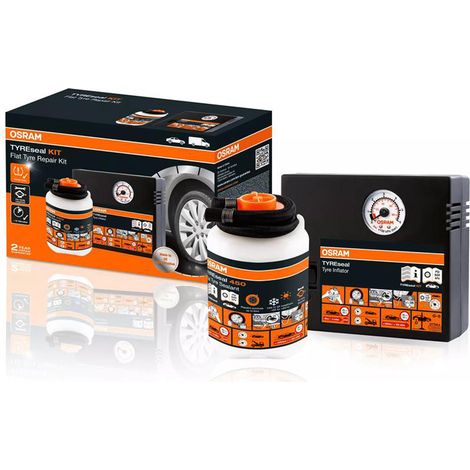Osram – Kit de réparation anti-crevaison pneus avec compresseur 12V – Colmatage rapide en 10 min – Compatible TPMS – Recharge 450 ml (1/3)