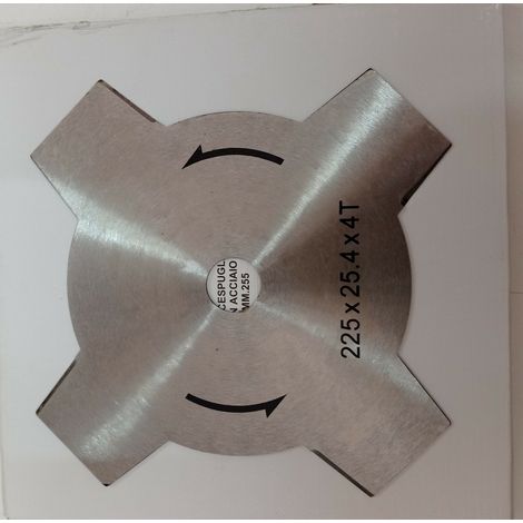 DISCO DI TAGLIO A 4 DENTI PER DECESPUGLIATORE TAGLIAERBA D. 225 mm x 25.4 x 4