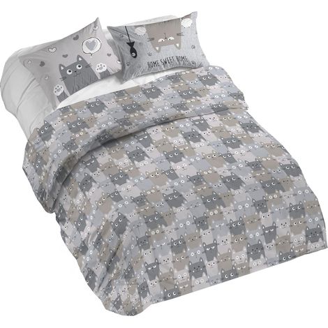 Parure de lit Double 100% Coton, avec Housse de Couette 250 x 200 cm et 2 taies d'oreiller 52 x 82 cm, fabriquée en Italie, Housse de Couette Lavable en Machine à 40 °, Fantaisie (1/5)