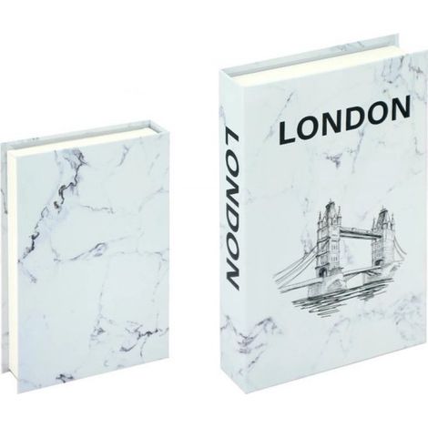- Bücheraufbewahrung - London - Weiß - Aufbewahrungsbox - Aufbewahrungsbehälter - Wohnzimmerdekoration - Bücher - Dekobuch - Bücheraufbewahrung (1/5)