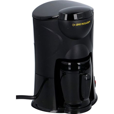 Dunlop – Cafetière à dosettes 12 V compacte – Pour voyage – Alimentation allume-cigare – Filtre permanent – Capacité 150 ml