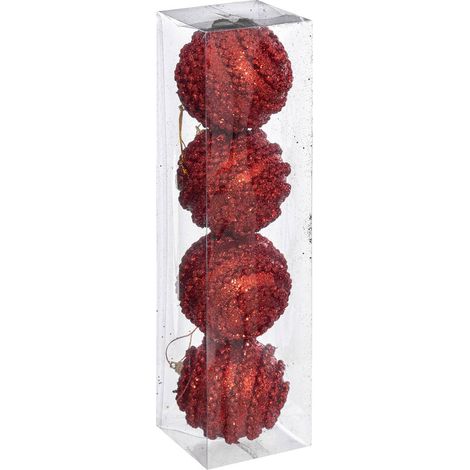 Set de 4 bolas Nochebuena de poliestireno D8cm - Feeric lights & christmas