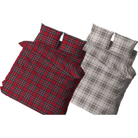 Copritrapunta Sacco Per Trapunta 100% Cotone Disegno Scozzese Kilt, misuraSingolocoloreRosso (1/4)