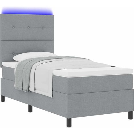 Maison Exclusive - Boxspringbett mit Matratze mit LED Hellgrau 90