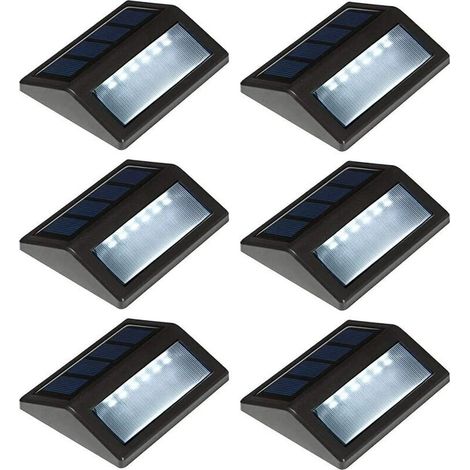 Set mit 6 solarbetriebenen, wasserdichten LED-Außenleuchten für Treppengeländer, Terrassen, Zäune, Wege und Mauern, tageslichtweiß