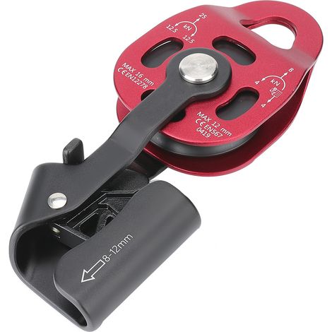 Poulie d'escalade en aluminium pivotante 4KN, pour cordes 8-12mm, équipement de grimpe et aventure extérieure robuste.