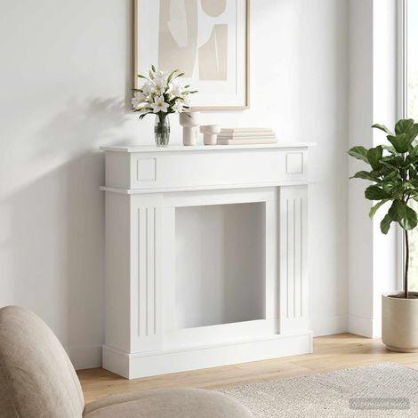 Cornice per camino Bianco Lucido 102 x 26 x 100 cm vidaXL