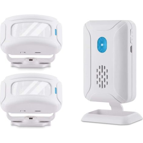 Infrarot-Türklingel-Alarmsensor, Türklingel-Durchgangsmelder oder Eingangsmelder, Begrüßung von Gästen mit 32 Melodien für Zuhause und Geschäft, 2 Infrarotsensoren + 1 Empfänger (1/5)