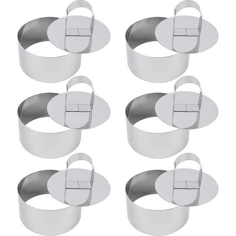 royaluxe -6 Pièces Emporte Pièces Rond Anneaux, 4 8cm Cercle à Patisserie avec Poussoirs Moule à Cake en Acier Inoxydable pour Mousse Dessert (1/5)
