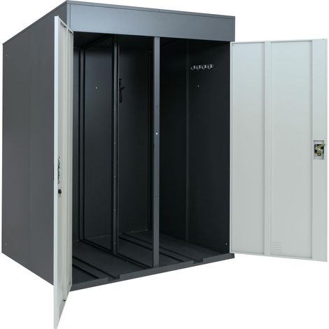 Garage per biciclette doppio HHG-202b, box per biciclette, con chiave, metallo 213x158x125 cm, antracite/grigio chiaro
