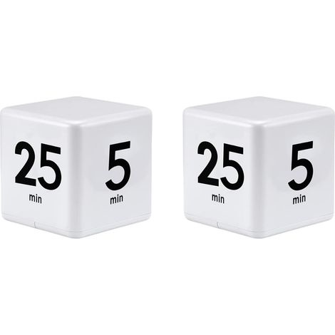 2X Minuterie Carré Minuterie de Cuisine Minuterie de Gestion du Temps Capteur de pour Flip pour la Gestion du Temps et Le Compte à Rebours 25-5-45-15 Minutes (1/5)
