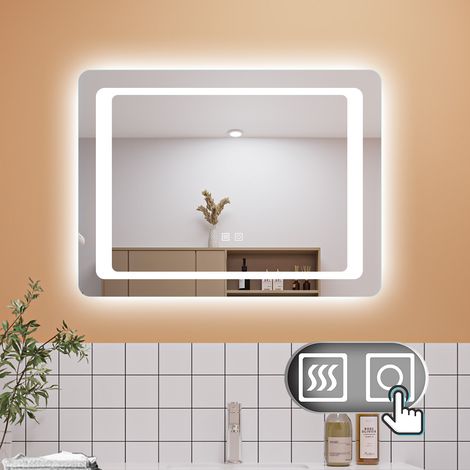 800x600 LED Bathroom Mirror with Demister Pad Touch Sensor Wall Mounted IP44 Dual Touch Sensor (1/5)