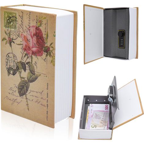 Coffre-fort à livre avec serrure à combinaison – coffre livre secret caché pour argent, bijoux, clés – boîte de sécurité portable pour maison, bureau et voyage (1/5)