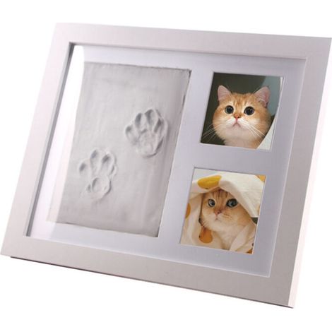 Coffret souvenir avec cadre blanc et empreintes pour chien et chat, décoration commémorative