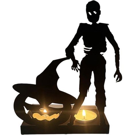 Bougeoir Crâne - Support Bougie Métal Fer - Décoration Halloween Intérieur Table Mur - 1 Pièce (1/5)