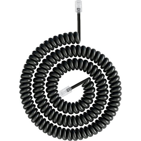 Cable Telephone - Spiral 4-Conductor - RJ9 4P4C - Cuivre Pur - Pour Appareil Téléphonique Fixe - 3 M