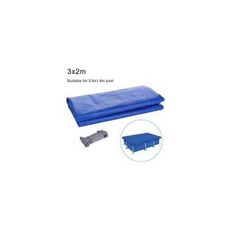 Bâche de piscine rectangulaire 300 x 201 x 66 cm, couverture de protection imperméable et anti-poussière pour piscine, bleue (1/5)