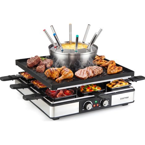 COSTWAY 1800 W Appareil à Raclette et Fondue 3 en 1 pour 8 Personnes (1/5)