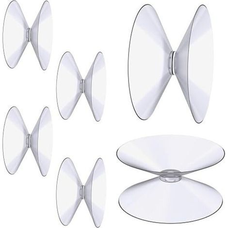 Ventouses Double Face, 6 Pièces 4 cm Ventouses Transparentes, Extra Fortes PVC Plastique Suspension Rideau Isolant Ventouse pour Miroir De Table En Verre, Miroir de fenêtre de salle (1/5)