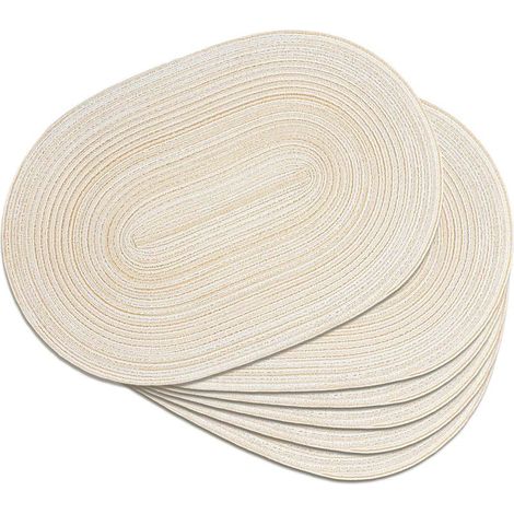 Lot de 6 Sets de Table ovales tressés de 30,5 x 45,7 cm pour Tables de Salle à Manger, Sets de Table tissés naturels résistants à la Chaleur (1/5)
