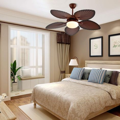 Tropical Ceiling Fans with LED Light 52 Inch Palm Leaf Fanlight 5 ABS Palm Blades 3-Speed&3 Color Changes Chandelier Lighting Fixture w/Remote for Bedroom Restaurant Kitchen Bedroom Living Room (1/5)