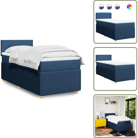 Sommier à lattes de lit avec matelas Bleu 90x190 cm Tissu - Sommier À Lattes De Lit - Sommiers À Lattes De Lit - Lit - Meuble De Chambre À Coucher (1/5)