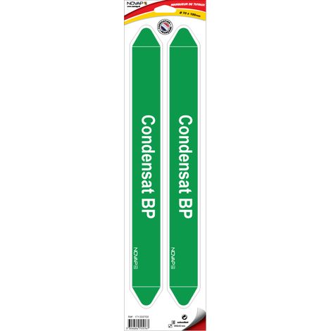 Planche de 2 marqueurs de tuyauterie 450 x 52 mm pour Ø 70 à 100 mm - Condensat BP - 4705767