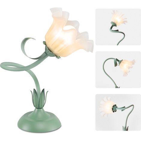 Lampe de bureau vintage à fleurs, lampe de table à 3 températures de couleur avec ampoule LED, lampe de chevet mignonne, lampe de lecture (1/5)