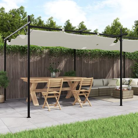 vidaXL Pergola con Tetto Retrattile Crema 589x292x230 cm