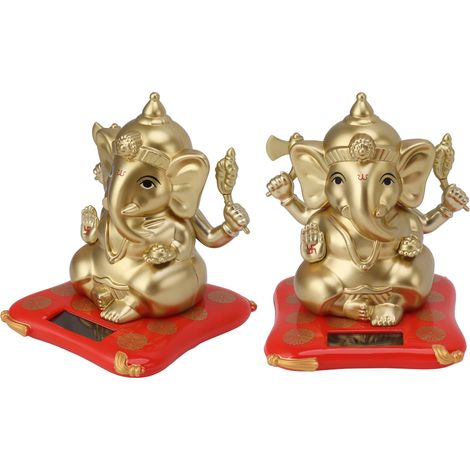 Statue de Ganesh solaire pour voiture, figurine de boule de bourbon solaire, décoration de table ou de fenêtre, cadeau de Noël, taille moyenne - or (1/5)