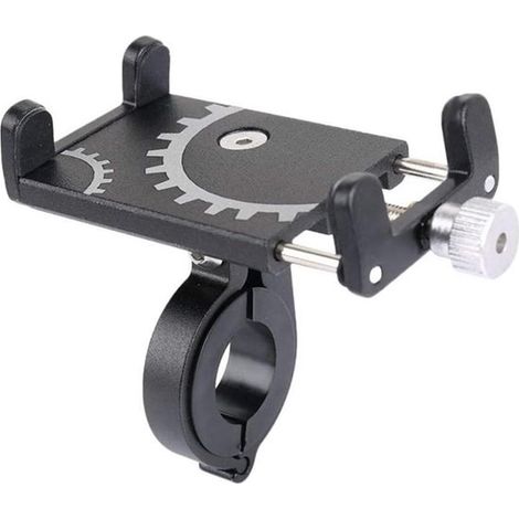 Support de téléphone pour vélo et moto en alliage d’aluminium, fixation universelle pour guidon, support GPS réglable et antichoc pour vélo de route et VTT, noir (1/5)
