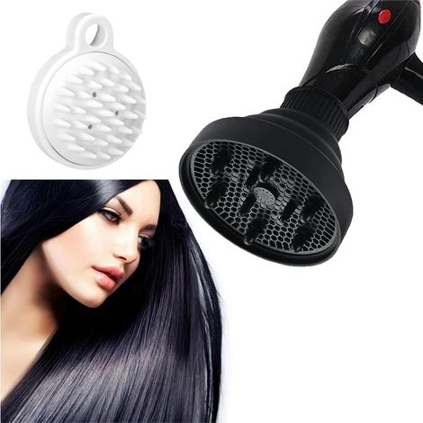Diffuseur Sèche Cheveux Universel, Silicone Pliable Cheveux Sèche-cheveux Diffuseur, Couverture Universelle Pour SèChe-Cheveux, Outil Coiffure Pour Salon Coiffure Pour SèChe-Cheveux (Noir) (1/5)
